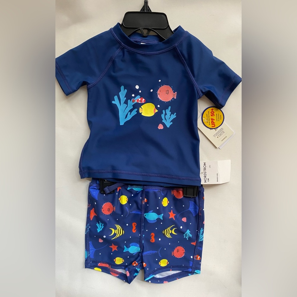 Tucker & Tate toddler swim trunks & rash guard set. - Picture 2 of 6